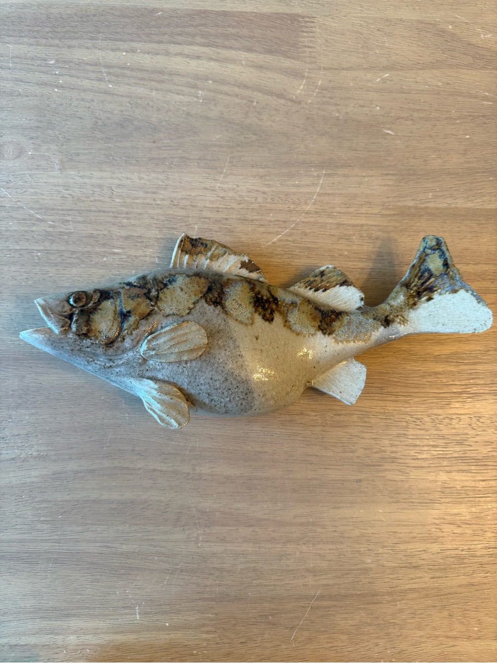 Handmade stoneware fish sculptural wall hanging home decor